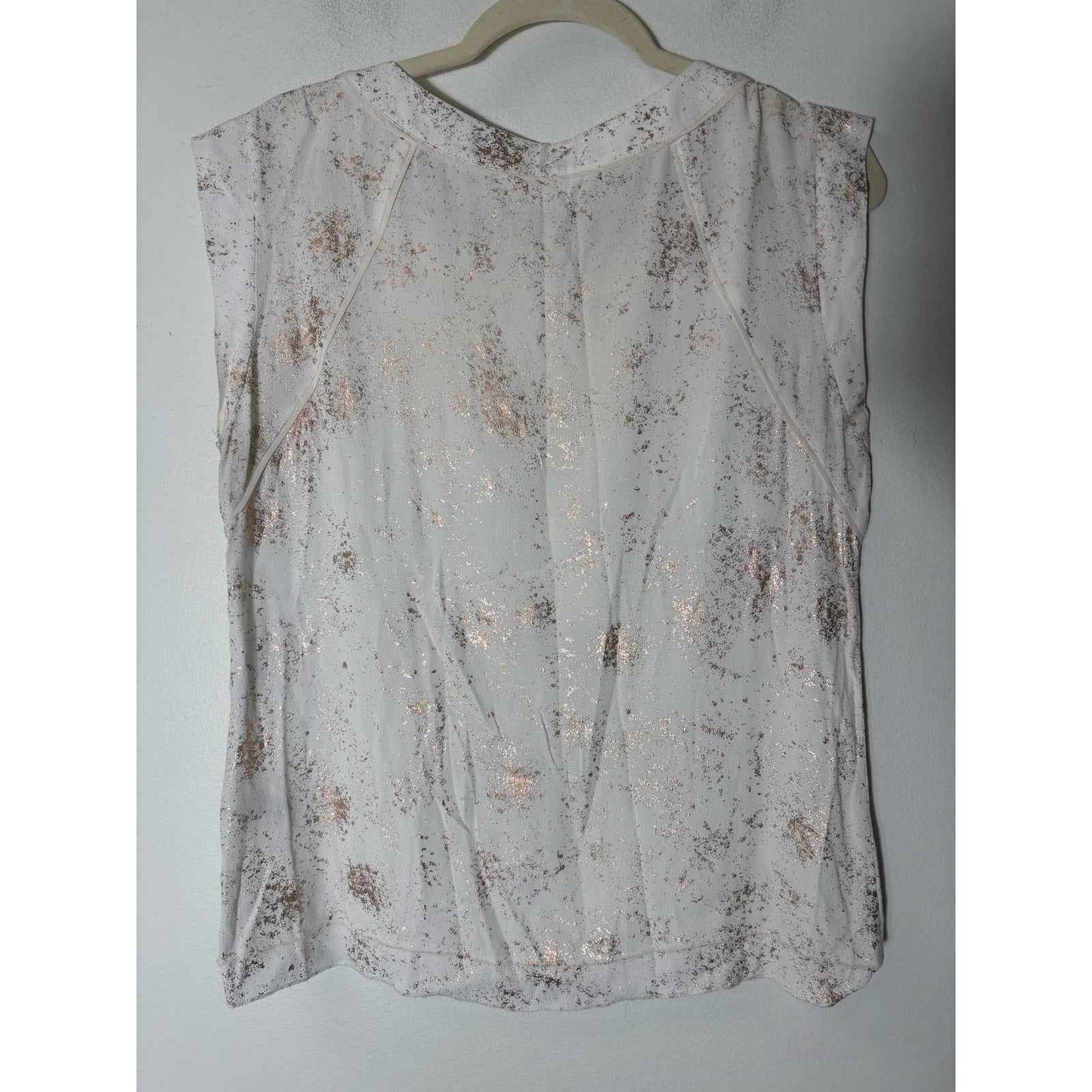 Rebecca Taylor Off White Rose Gold Sleeveless Tank with Overlay Sz 8