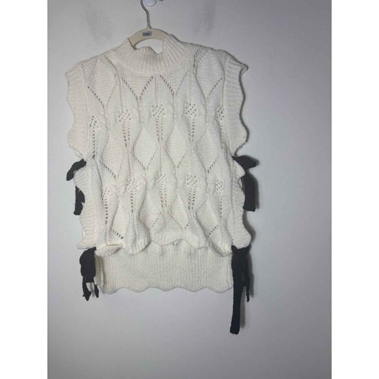 Maeve Cream Pullover Sweater Vest with Side Tie Closures Sz One Size