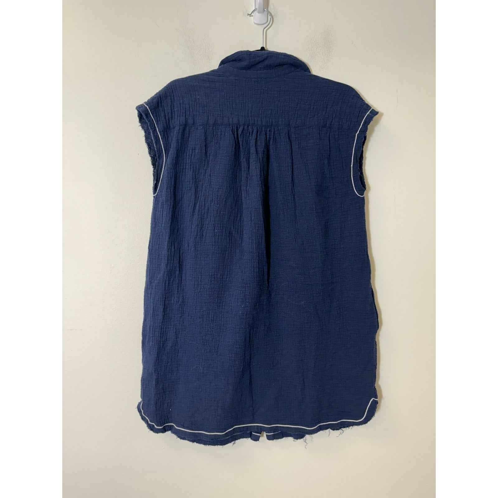 Lilla P Blue Sleeveless Mini Shirt Dress Sz S
