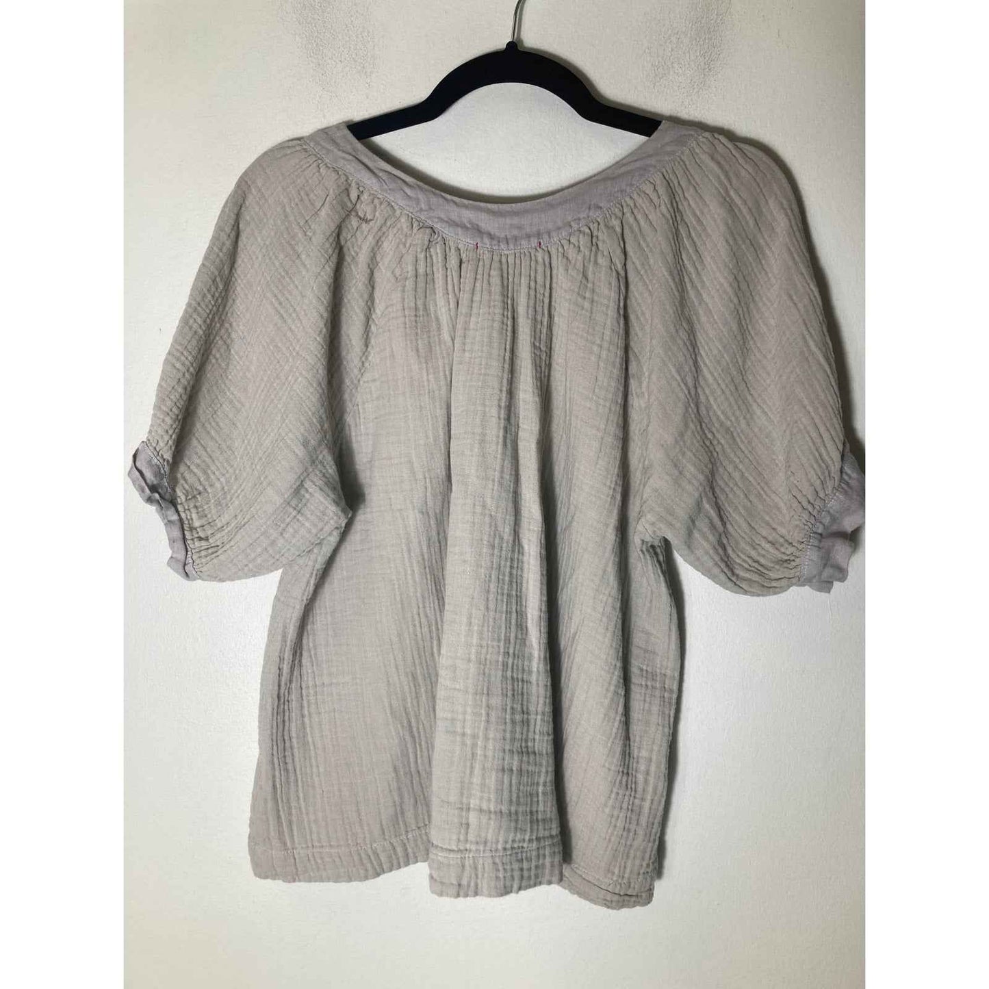 STARK Gray Boat Neck Short Sleeve Cotton Gauze Shirt Sz S
