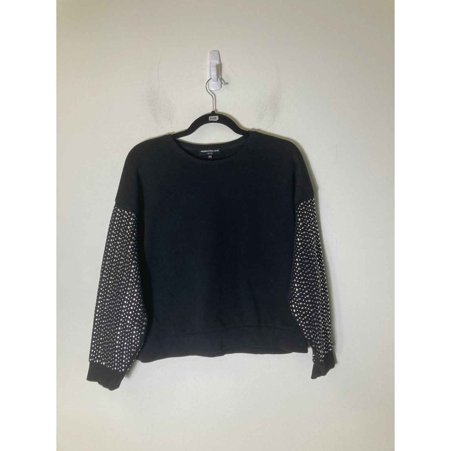 Generation Love Black Long Sleeve Silver Studded Sweatshirt Sz XS/S