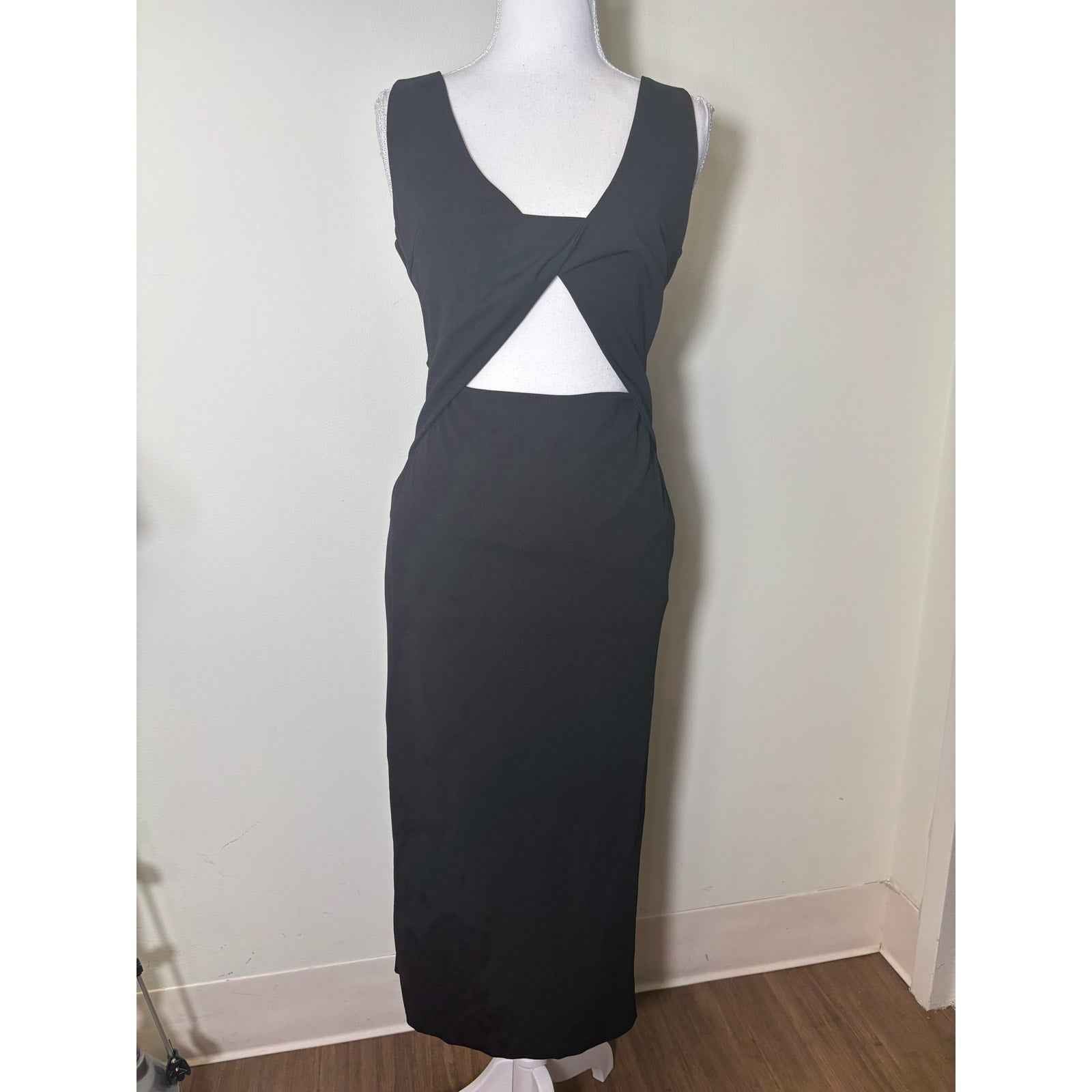 NWT Acoa Black Cutout Midi Dress Sz S