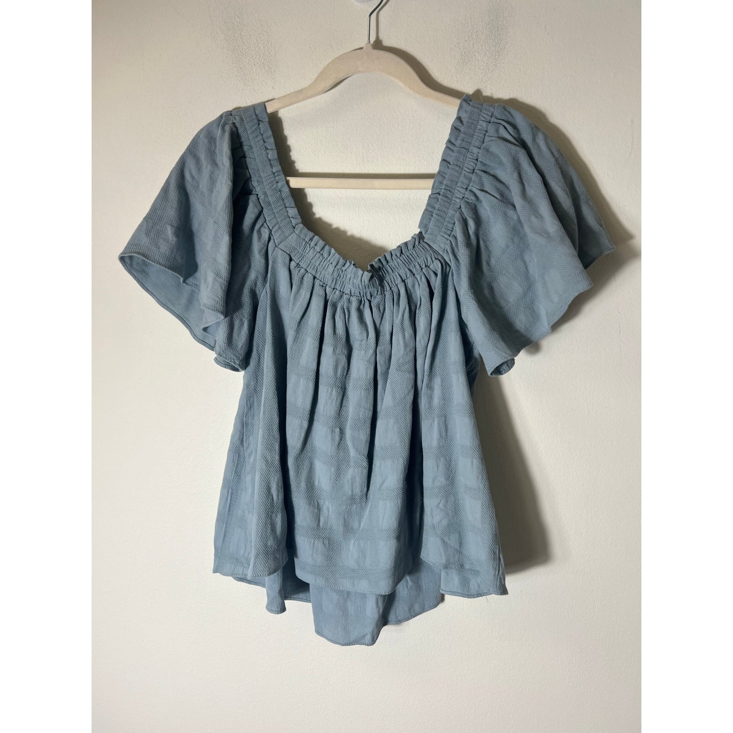 Mustard Seed Blue Flutter Sleeve Tank Top Sz S