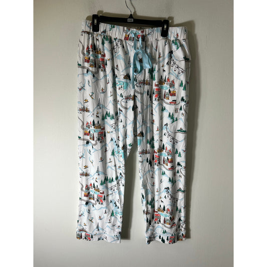 Bedhead White Cozy Chic! Bedhead Pajamas Ski Print Lounge Pants Sz L