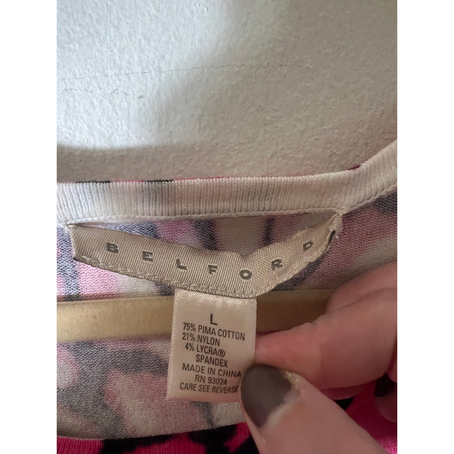 Belford 3/4 Sleeve Pattern Knit Top Sz L