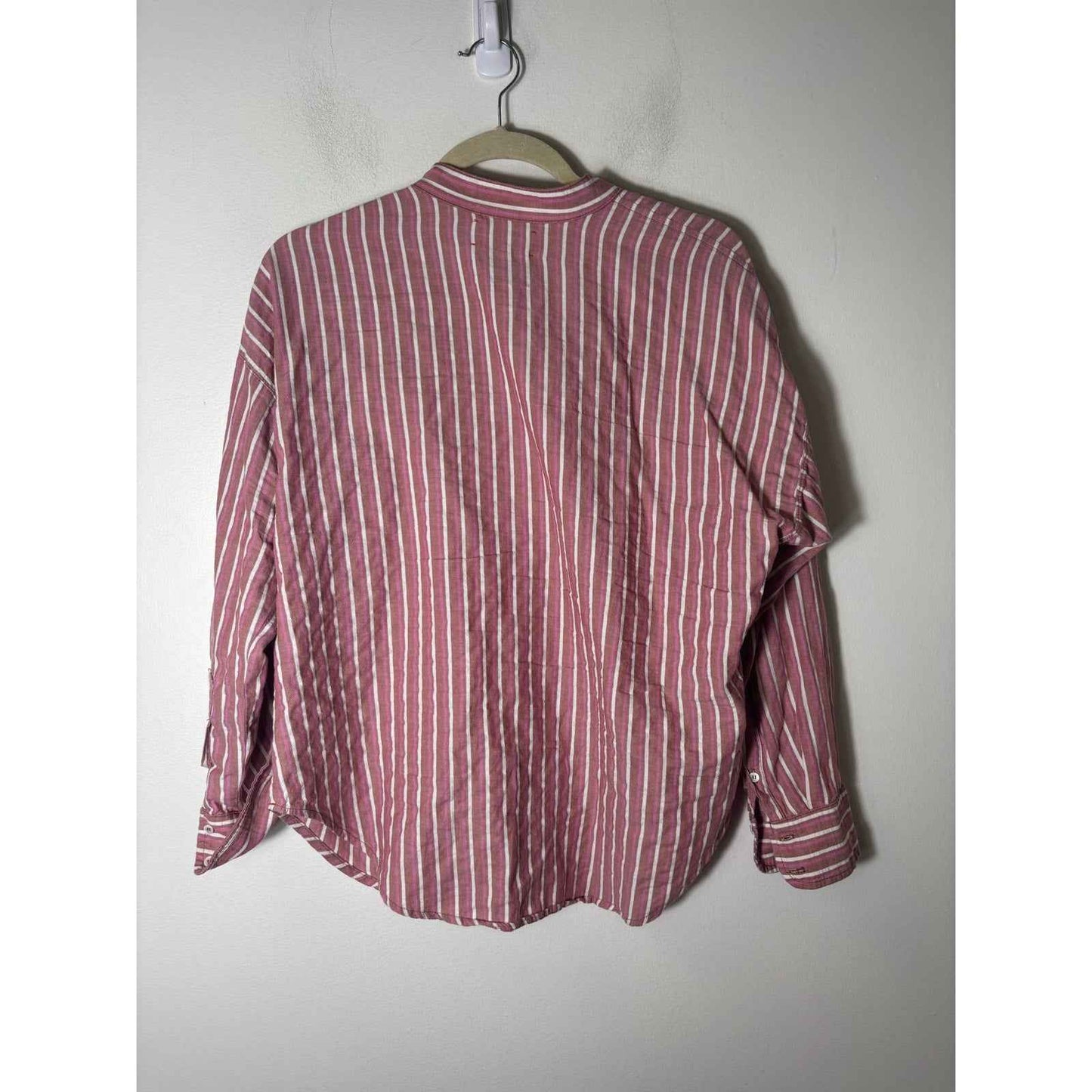 Xirena Pink White Stripe Long Sleeve Button Up Cotton Shirt Sz XS