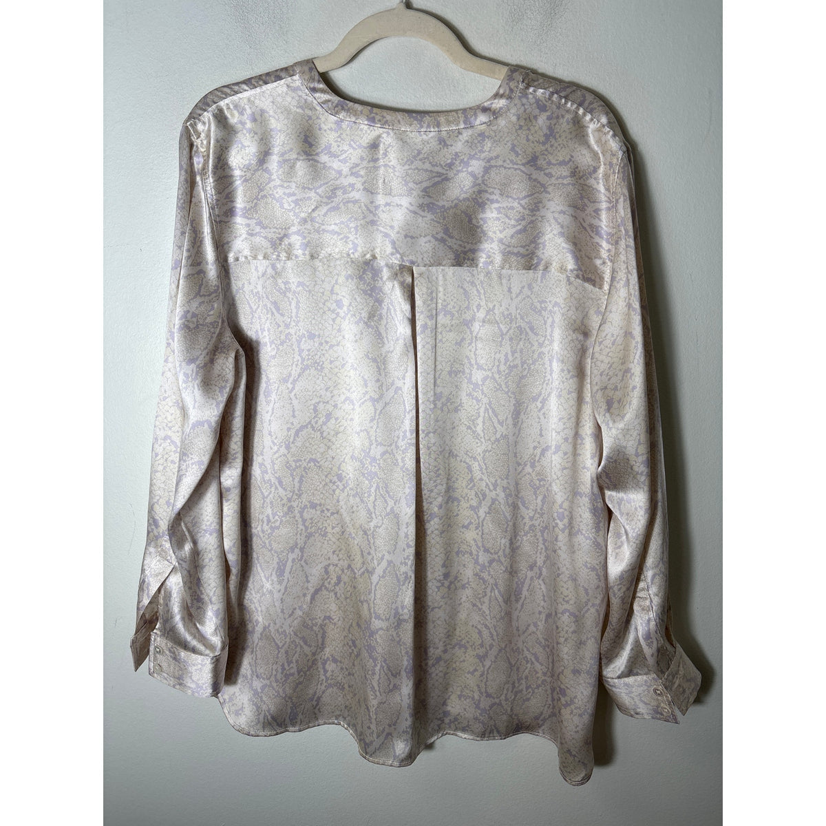 Rails Off White Muted Snakeskin Long Sleeve Silk Tunic Sz L