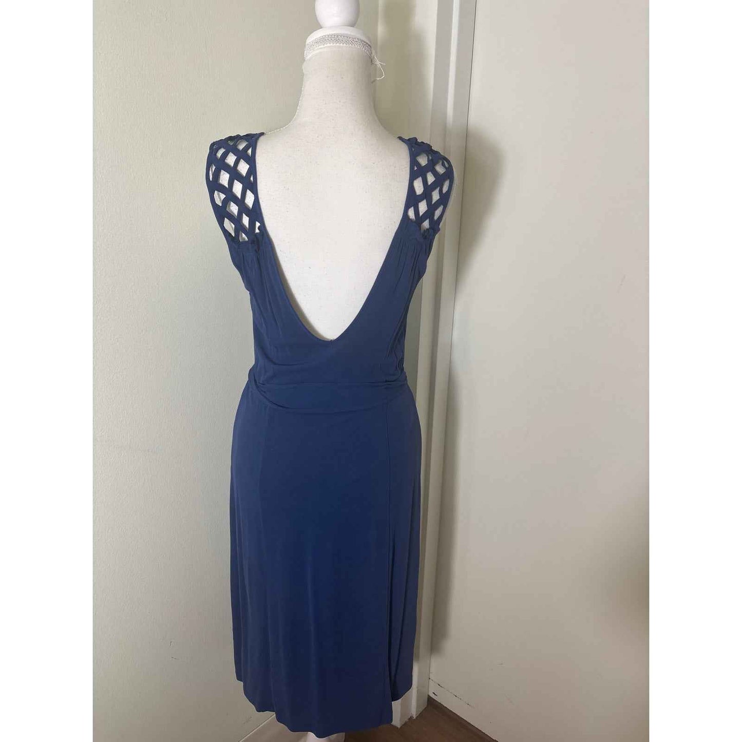 Tracy Reese Navy Blue Sleeveless V-Neck A-Line Knee Length Dress Sz S