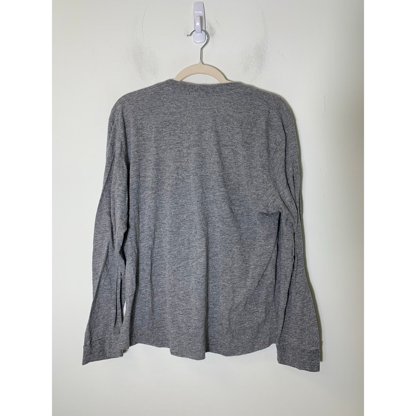 Monrow Gray Long Sleeve V-Neck Cotton Blend Shirt Sz XL