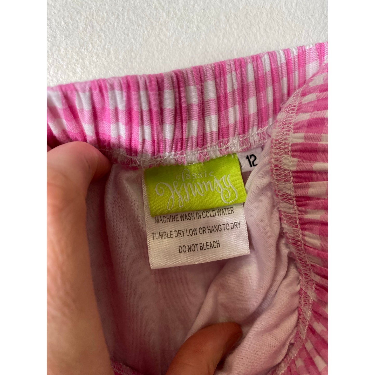 Classic Whimsy Girls Pink and White Gingham Skirt Set, Top and Bottom Sz 12