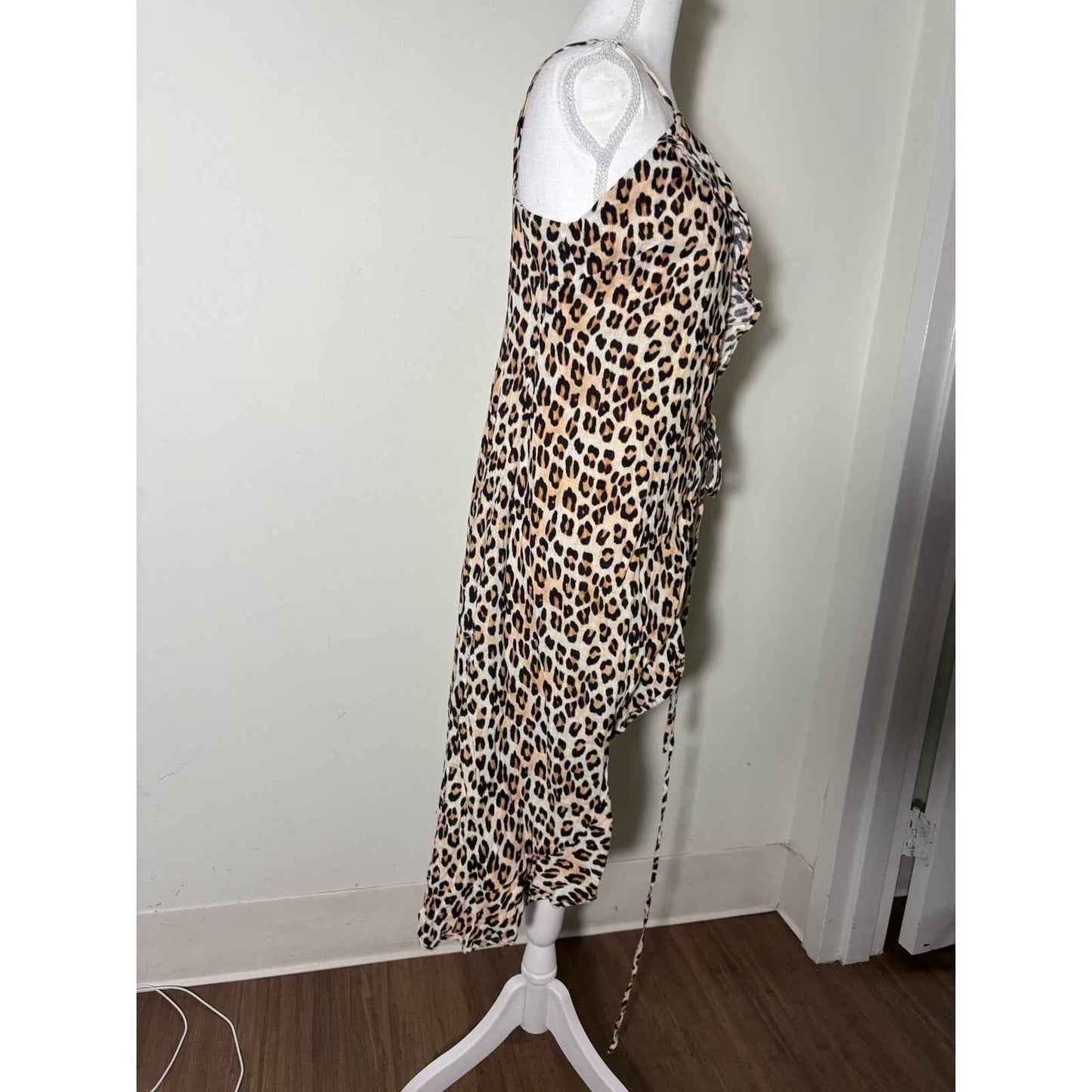 Vix Cheetah Print Linen Wrap Dres Sz S