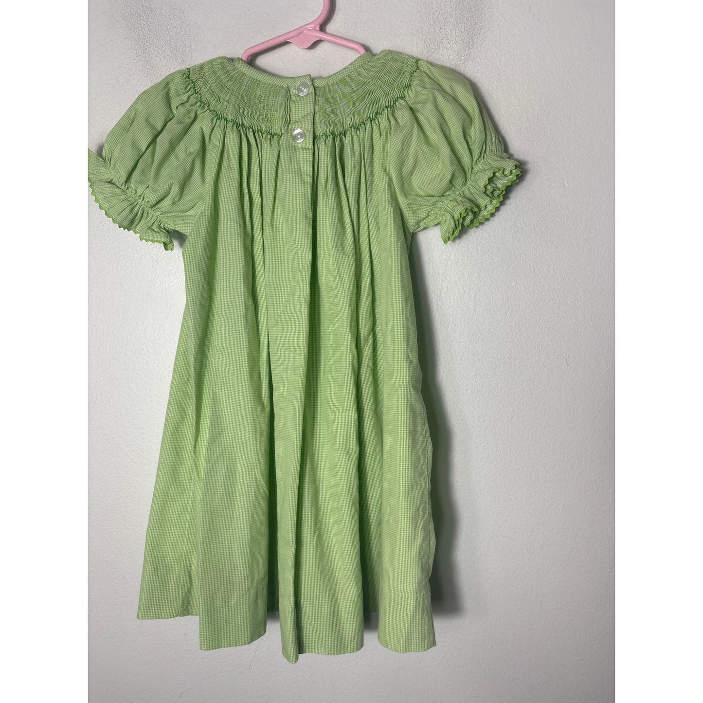 Girls Vintage Silly Goose Green Smocked presents puff Sleeve Dress Sz 18M