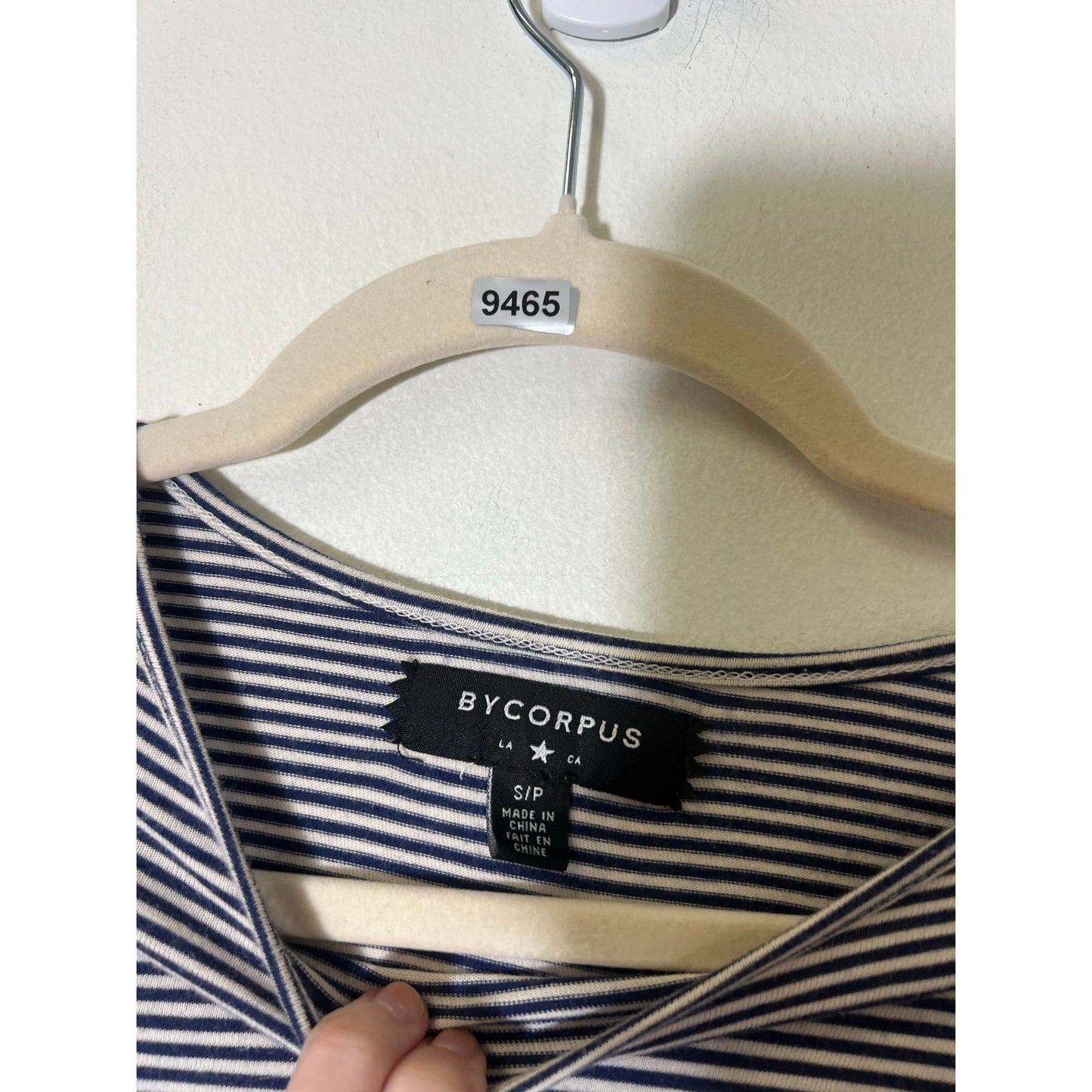 By Corpus Navy White Stripe Short Sleeve T shirt Dress Sz SP