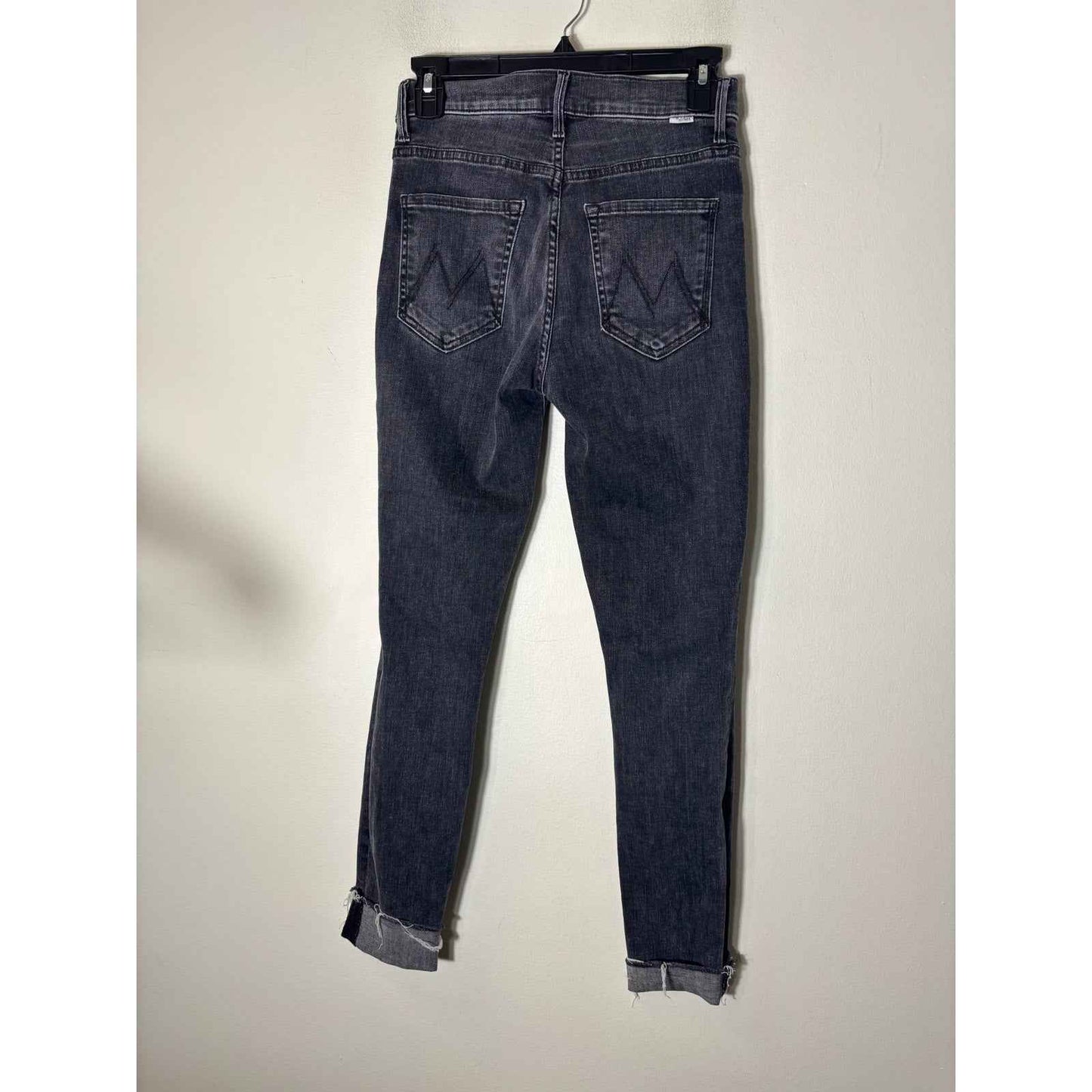 Mother Black Denim Skinny Ankle Button Fly Jeans Sz 26