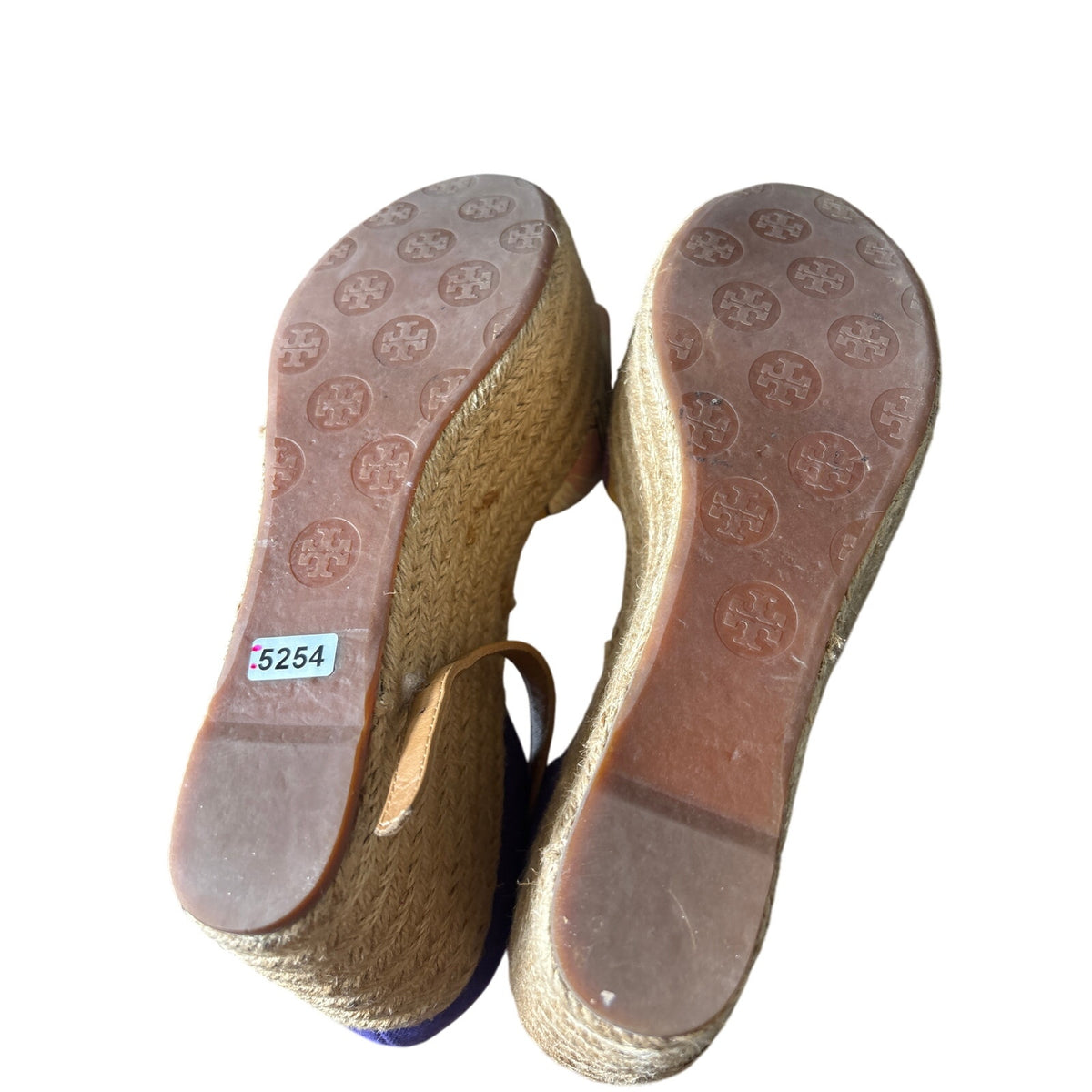 Tory Burch Rafia Woven Wedges with Floral Toe Sz 9
