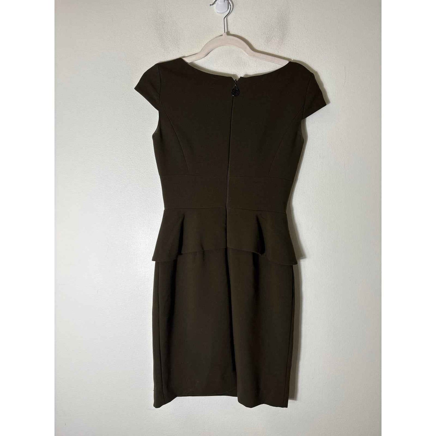 Antonio Melani Brown Cap Sleeve Peplum Knee Length Dress S 0