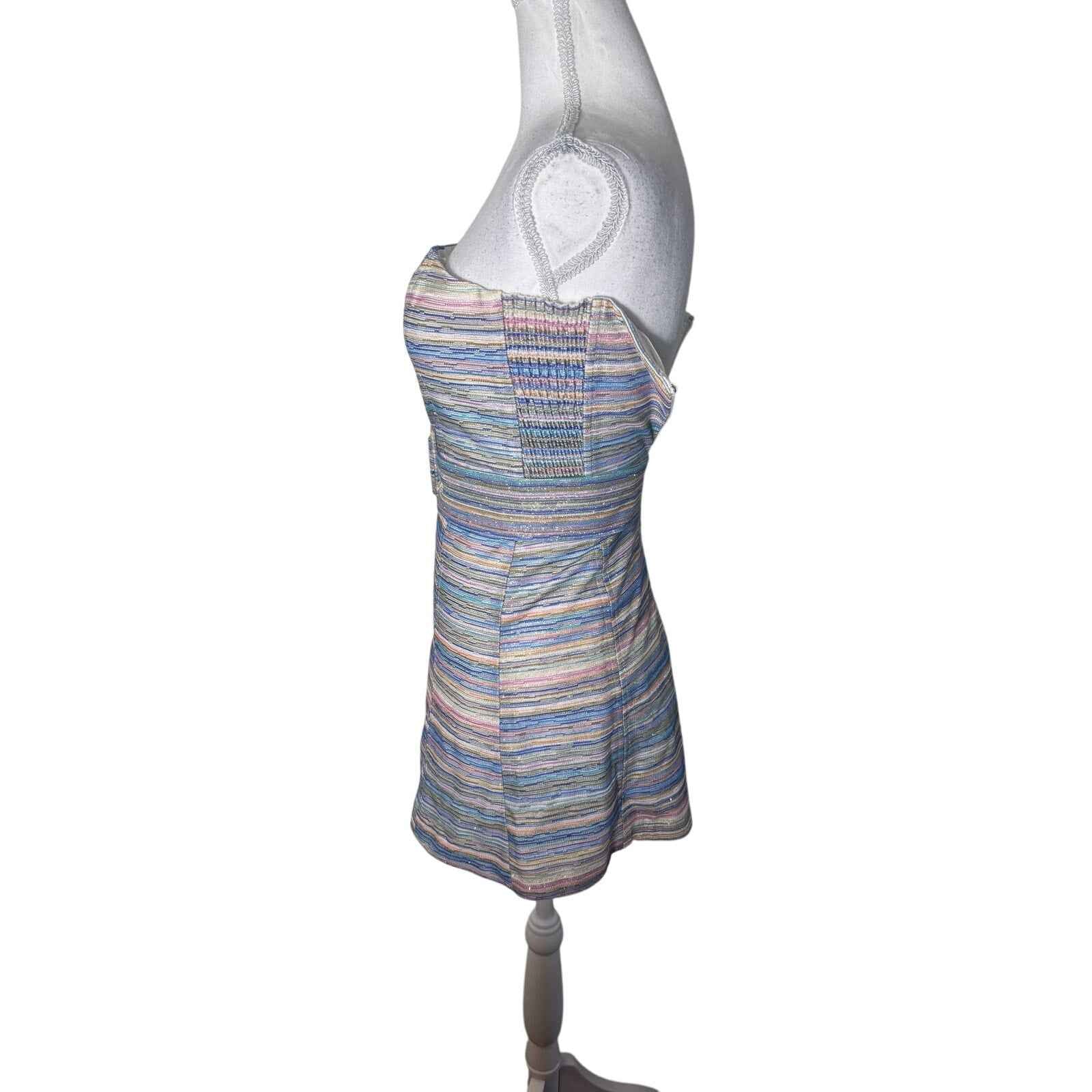 Amanda Upchard Multi Color Cocktail Belted Dress sz xs