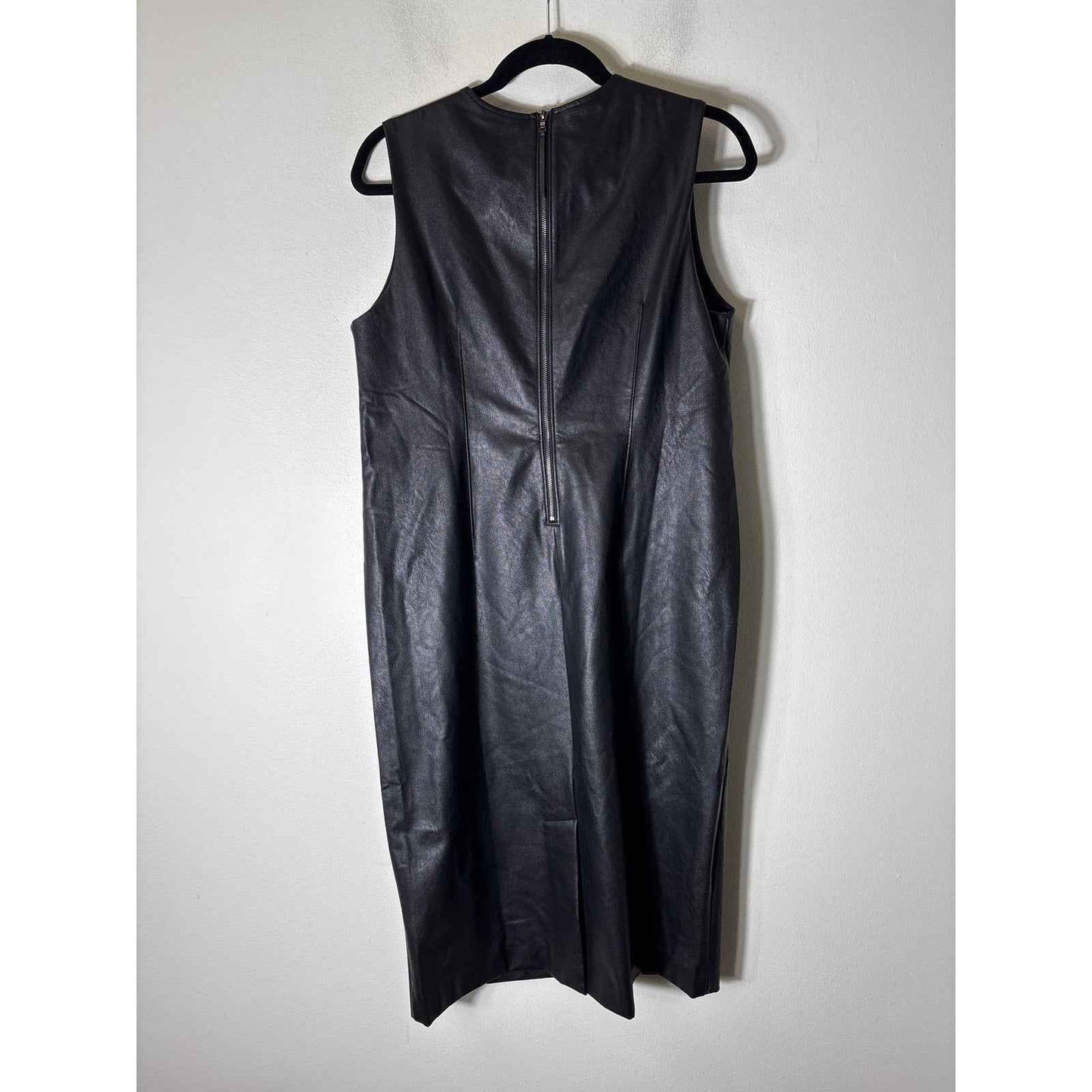 Spanx Black Faux Leather Sleeveless Maxi Collum Dress Sz L