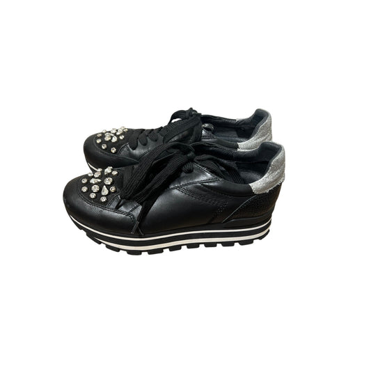 Janet Sport Black Sequined Sneakers Sz 38