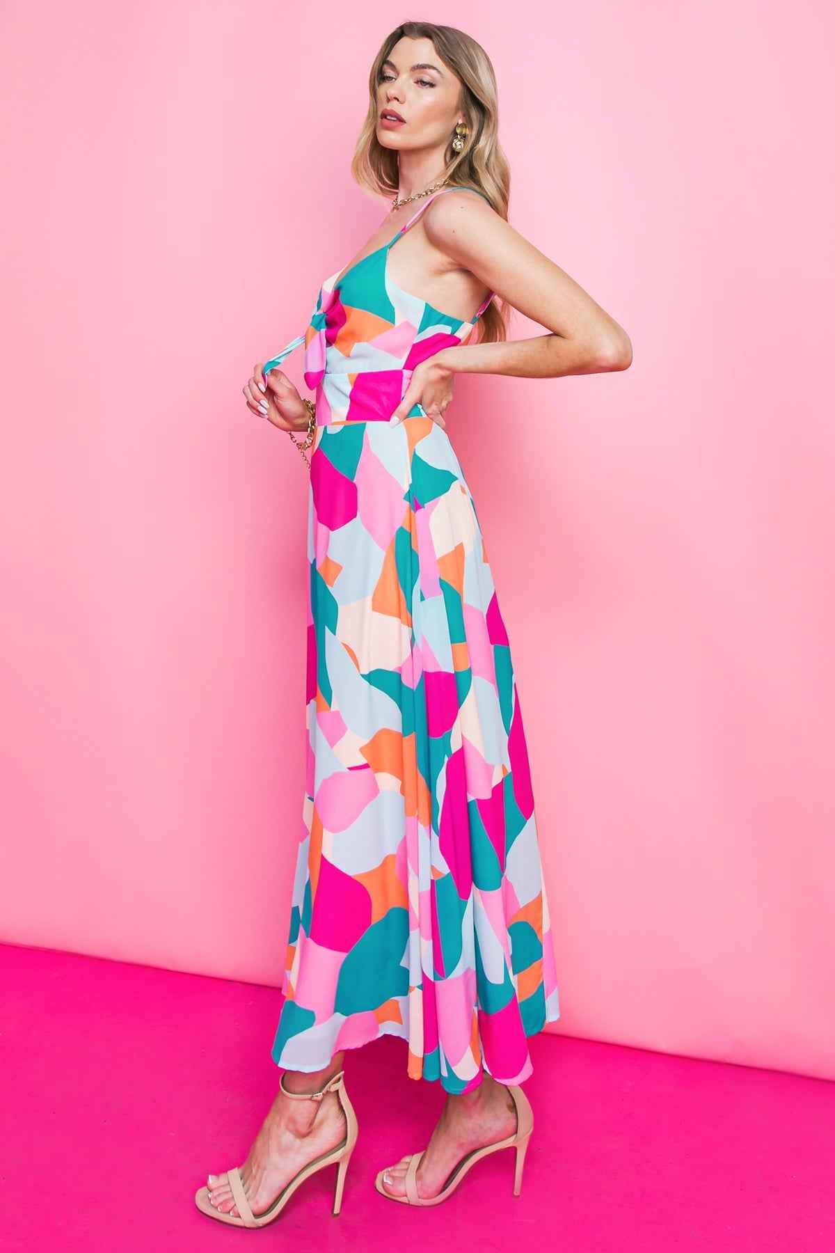 BLUE OCEAN BEACH WOVEN MIDI DRESS