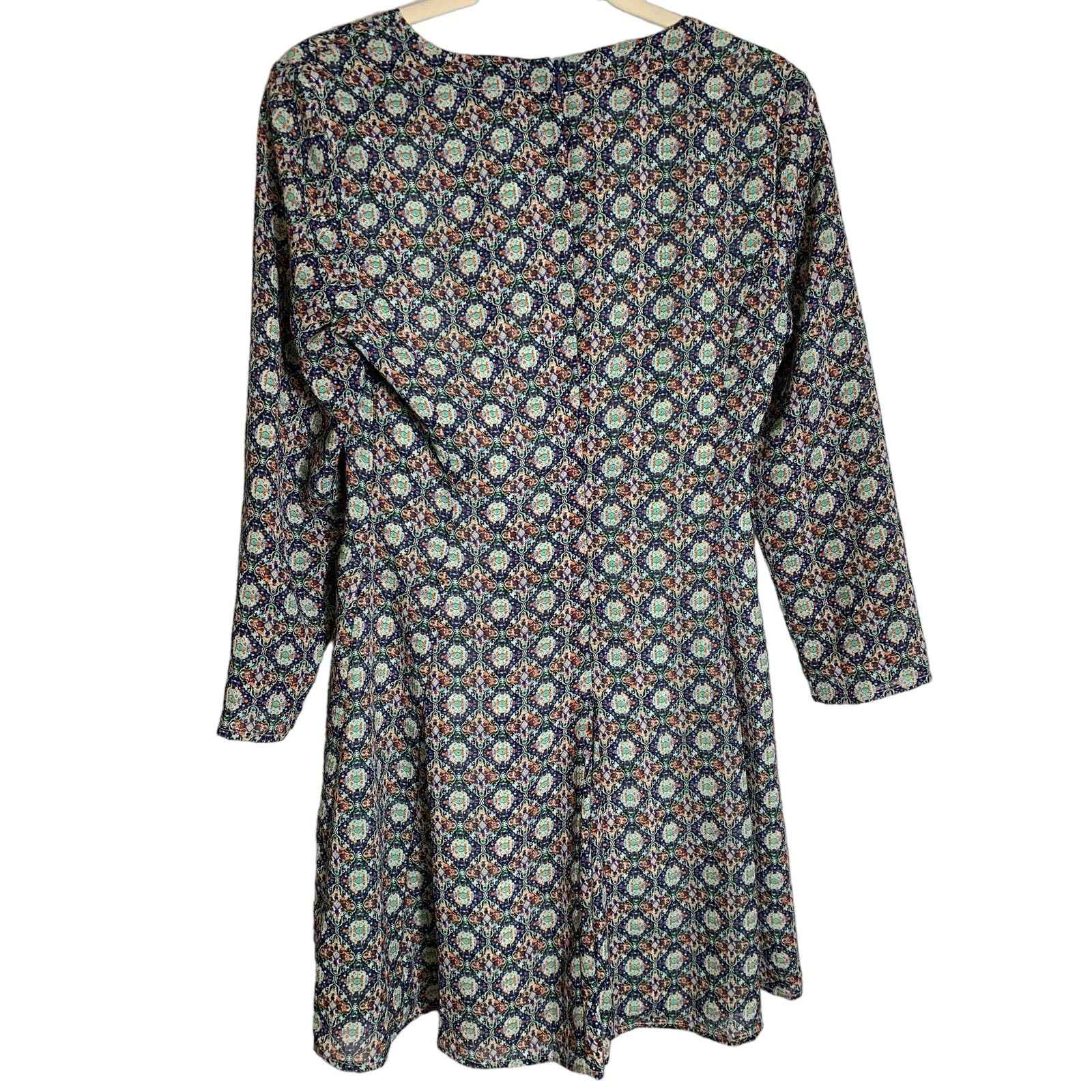 Altar'd State Printed A-Line Long Sleeve Mini Dress Sz S