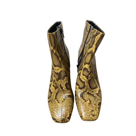 Katy Perry Yellow Snakeskin Gemini Bootie Sz 6