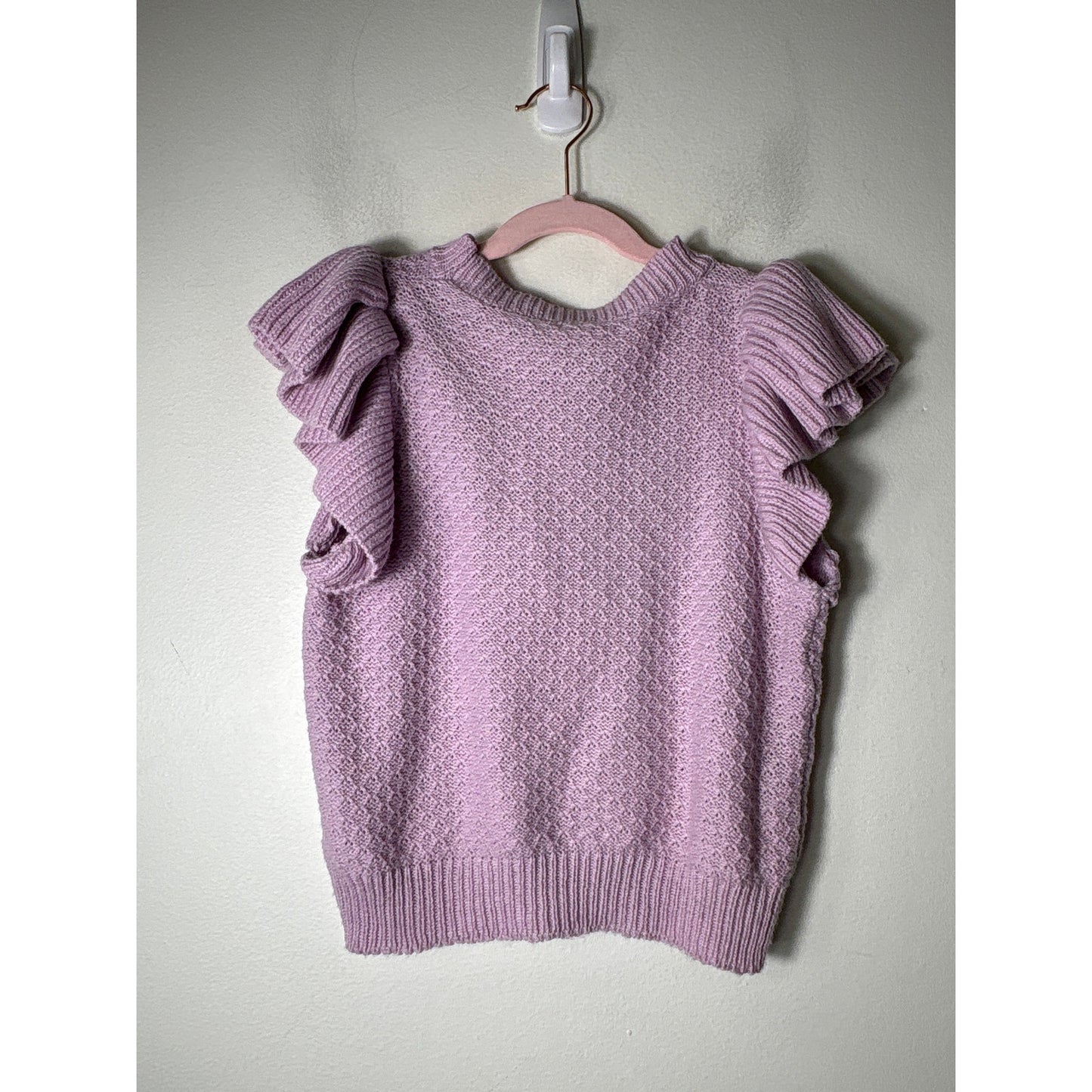 Sadie and Sage Lavender Flutter Sleeve Knit Sweater Sz S