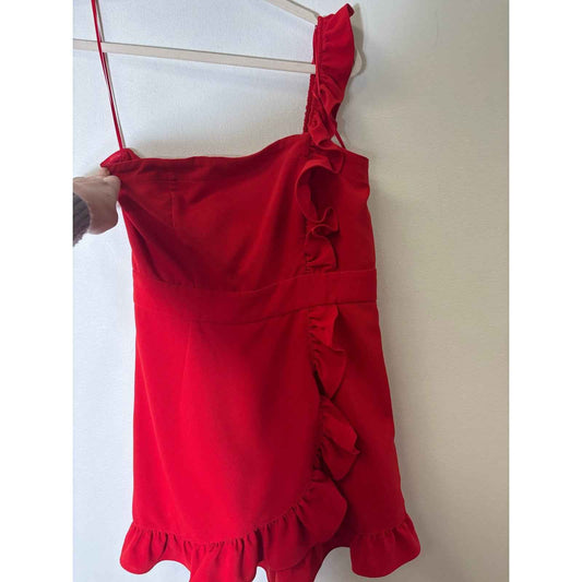 Likely Red One Shoulder Apron Mini Dress Sz 10