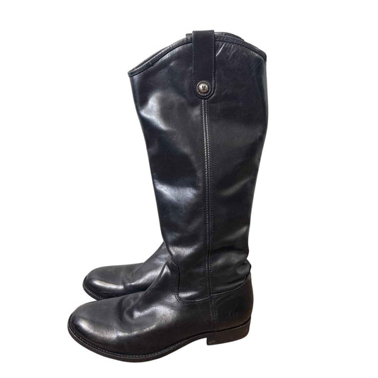 Frye Black Leather Pull On Boots Sz 7.5