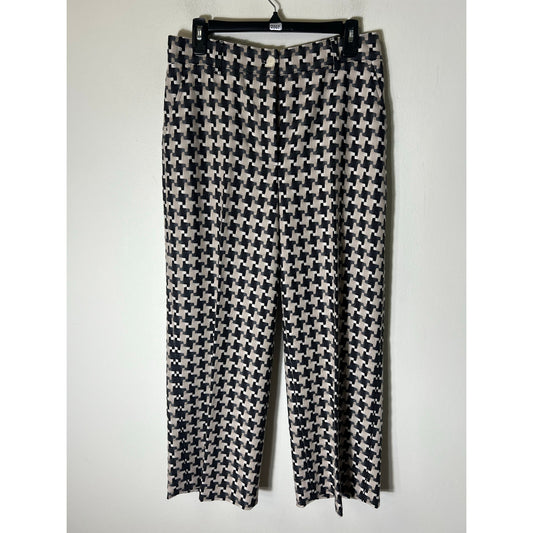 Akris Wool Blend Black/Cream/Gray Slacks Sz 8