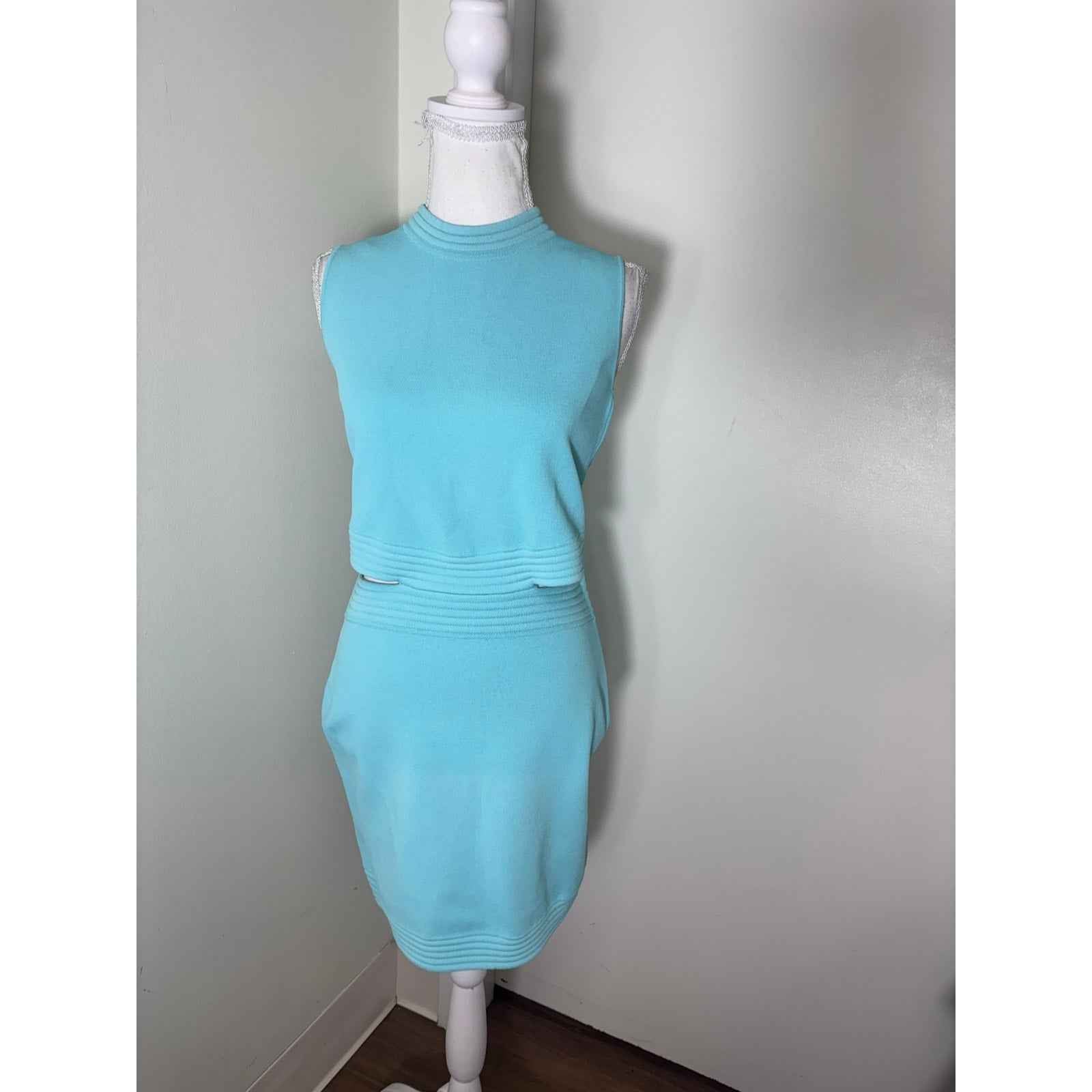Mugler Teal Miami Cut Out Dress Sz M