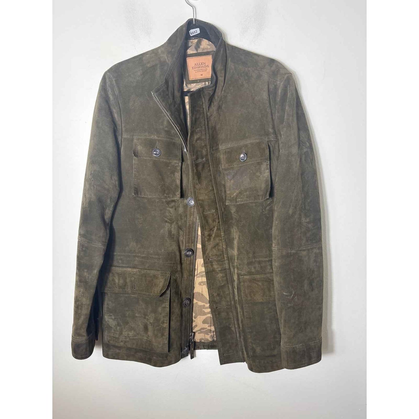 Mens Allen Emonds Dark Green Goat Skin Leather Jacket Sz M