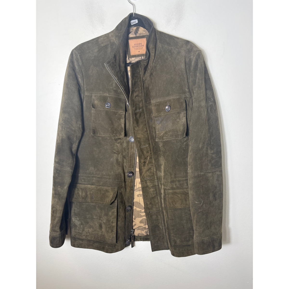 Mens Allen Emonds Dark Green Goat Skin Leather Jacket Sz M