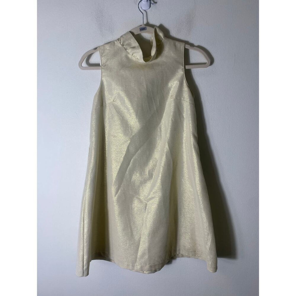 Gabby Girls Yellow Shimmer Sleeveless Trapeze Dress Size 16