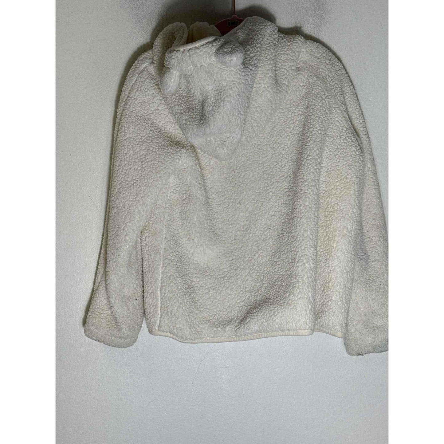 Girls Crewcuts Off White Long Sleeve Fleece hooded Jacket with Ears Sz 8
