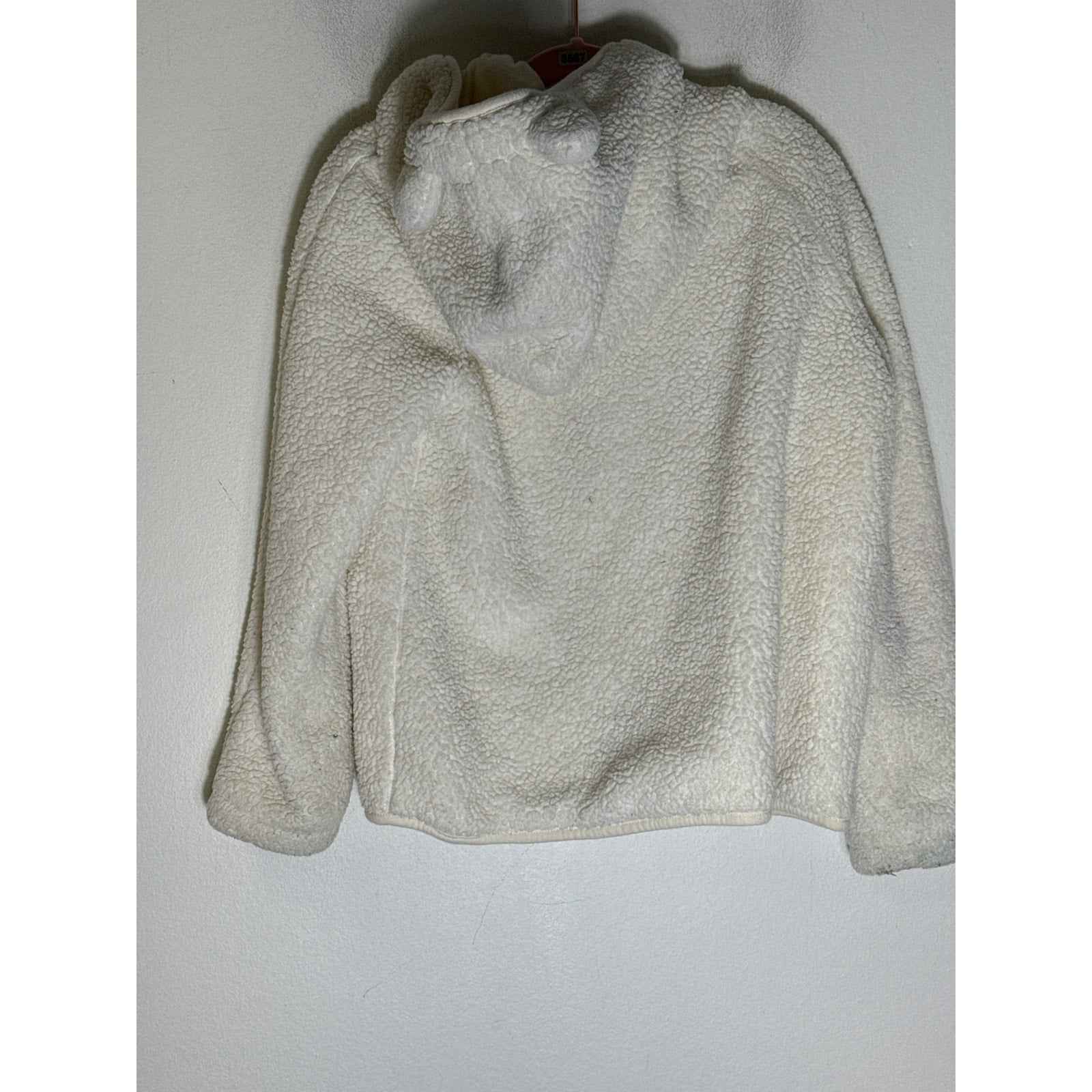 Girls Crewcuts Off White Long Sleeve Fleece hooded Jacket with Ears Sz 8