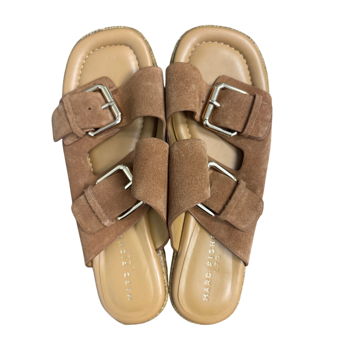 Marc Fisher Brown Suede Double Buckle Wedges Sz 8