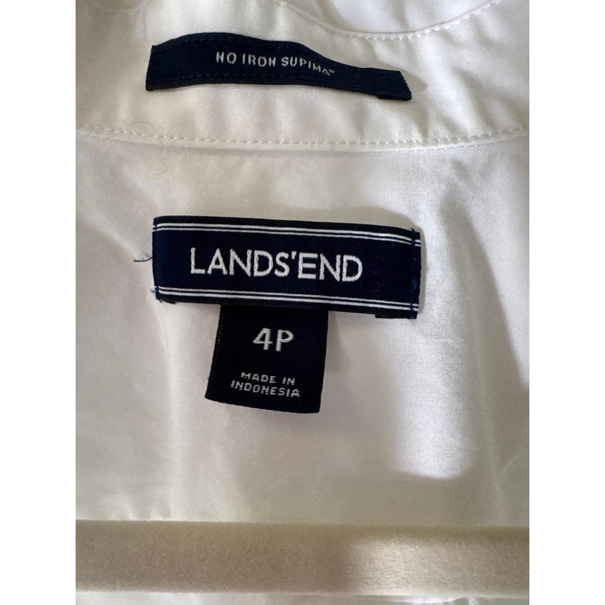 Lands End Crisp White Long Sleeve Tunic Style Shirt Sz 4P
