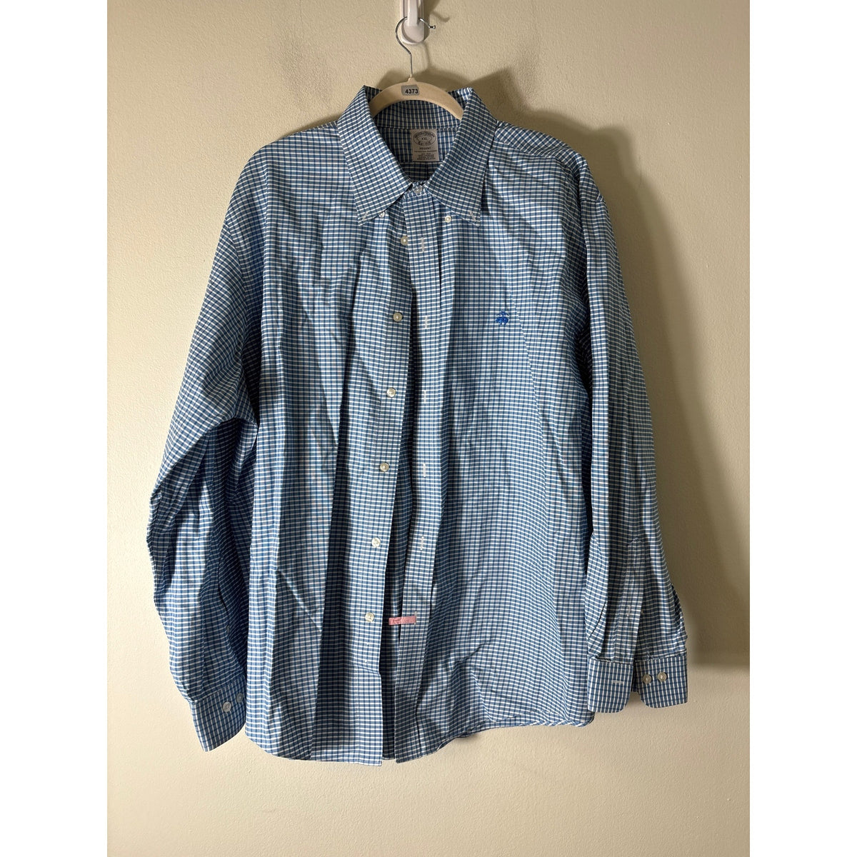 Brooks Brothers Blue and White Regent Non Iron Button Up Shirt Sz XXL