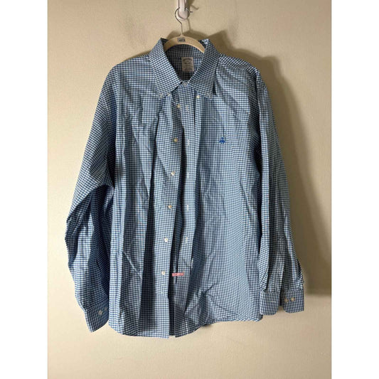 Brooks Brothers Blue and White Regent Non Iron Button Up Shirt Sz XXL