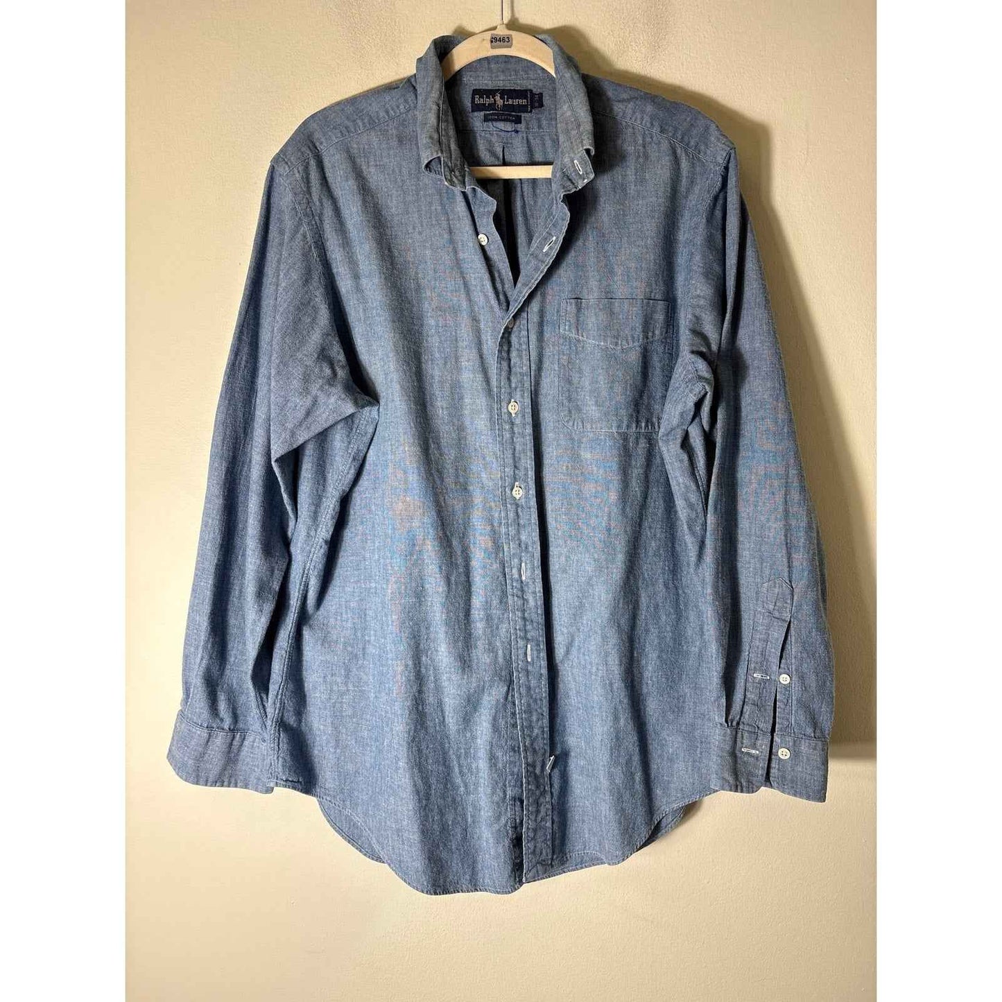 Mens Ralph Lauren Light Blue Long Sleeve Button Down Shirt Sz 16/34
