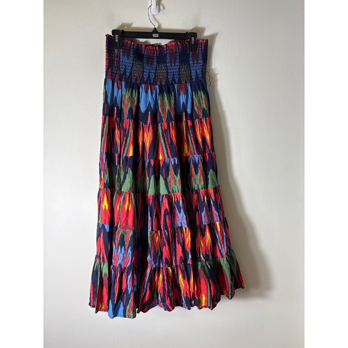 La Plage Primary Color Ikat Tiered Skirt Sz M