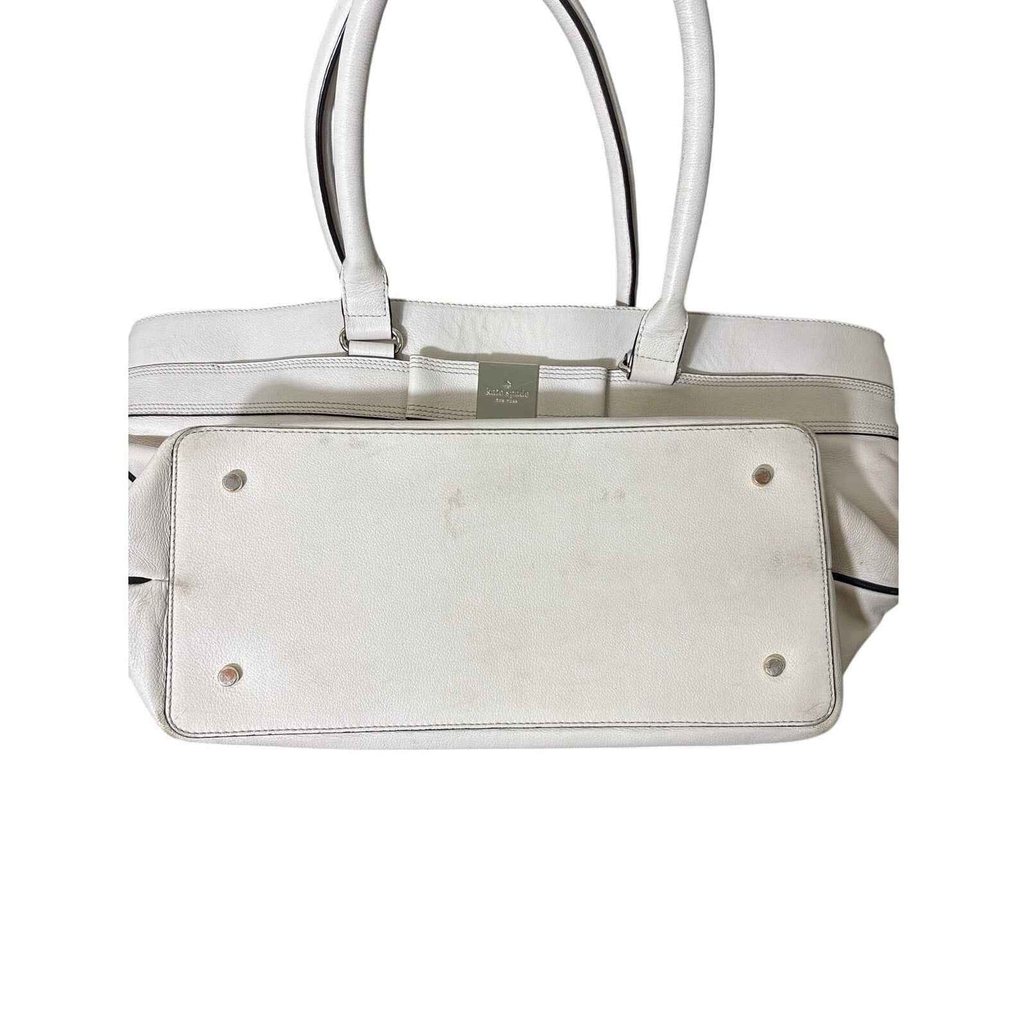 Kate Spade Beige Pebbled Leather Bow Shoulder Bag 20"x11"
