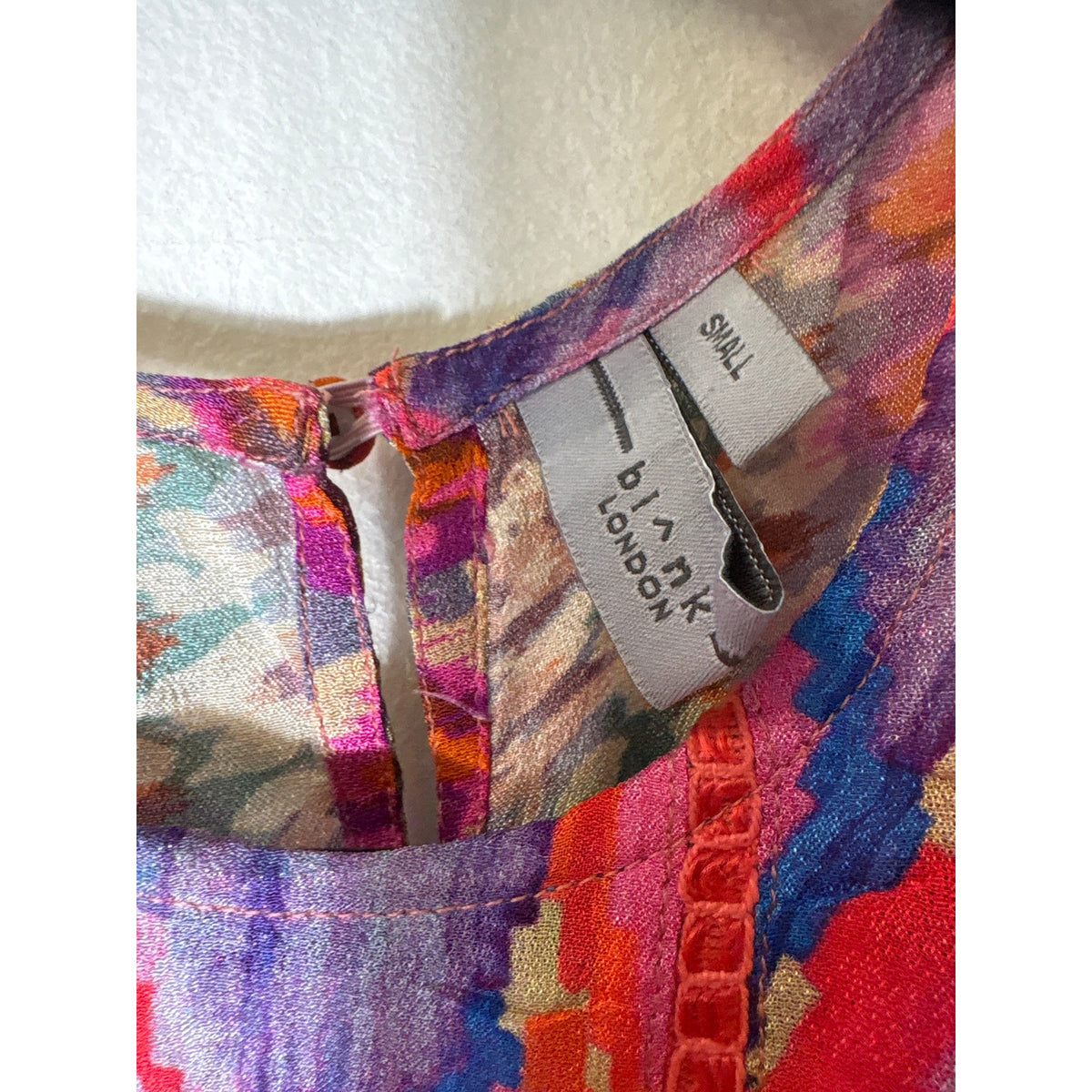 BLANK London Red Long Puff Sleeve Boho Sheer Top Sz S