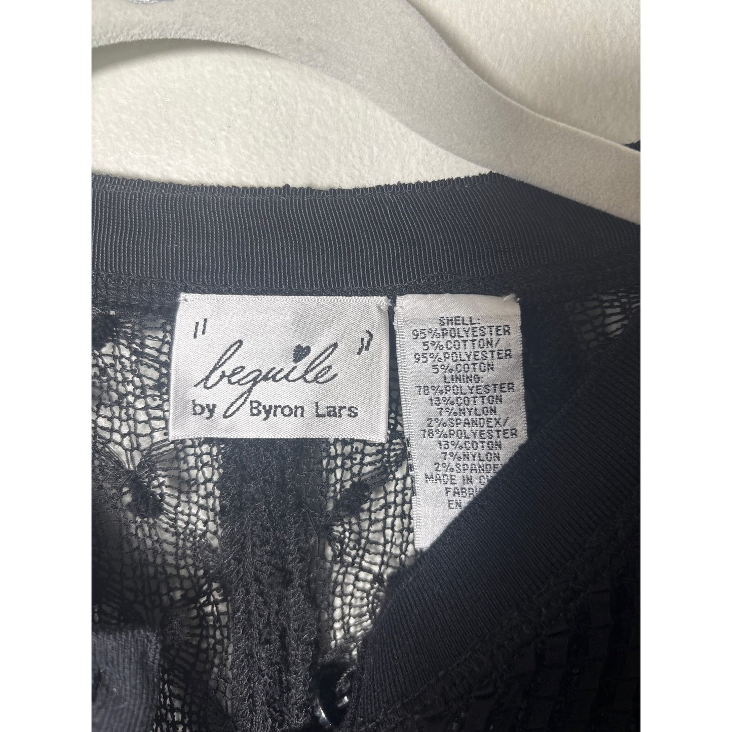 Beguile by Byron Lars Black Lace 3/4 Sleeve Midi Dress Sz 8