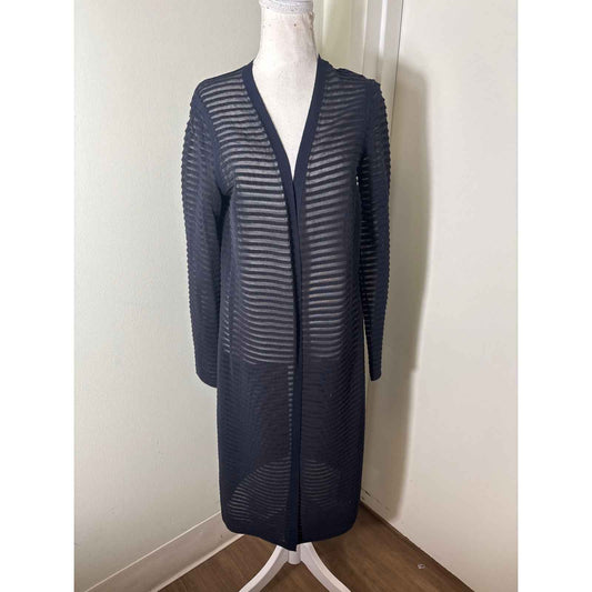 Lafayette 148 Navy Textured Sheer Cardigan Sz M