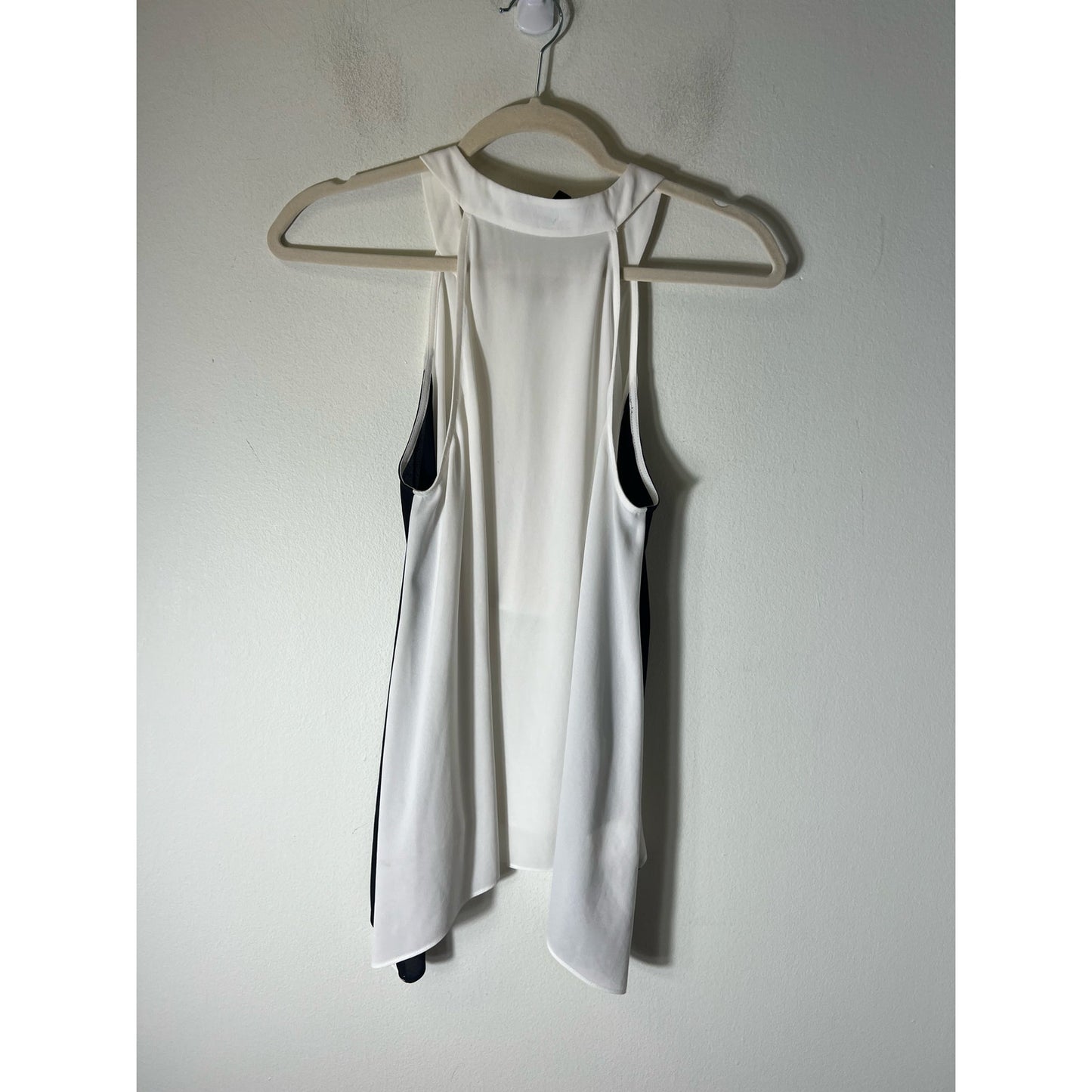 BCBG Maxazria Black White Sleeveless Trapeze Style Top Sz XS