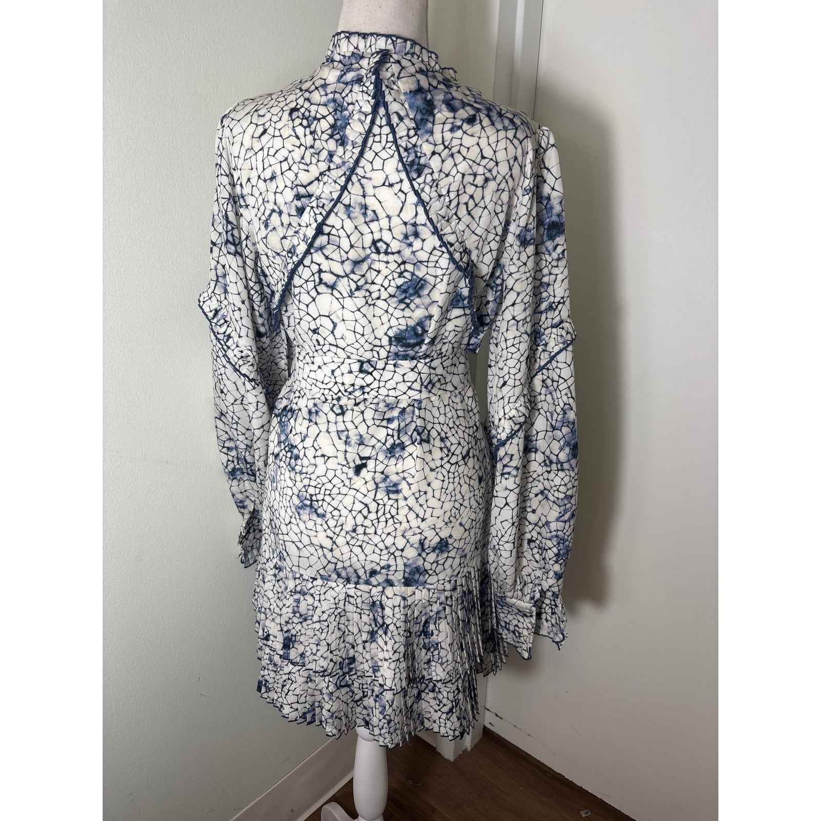 Alexis Blue and White Tie Dye Printed Mini Dress Sz S