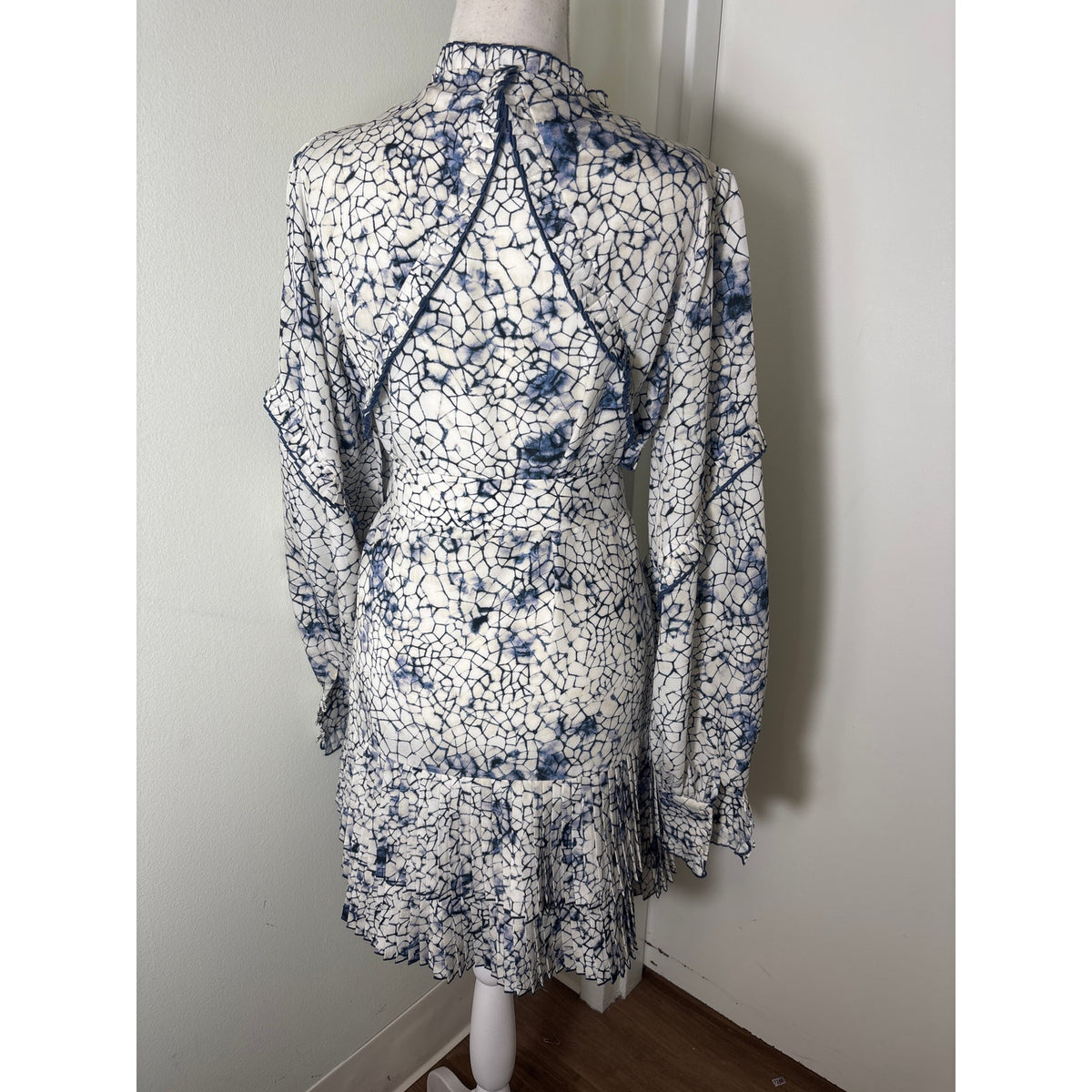 Alexis Blue and White Tie Dye Printed Mini Dress Sz S