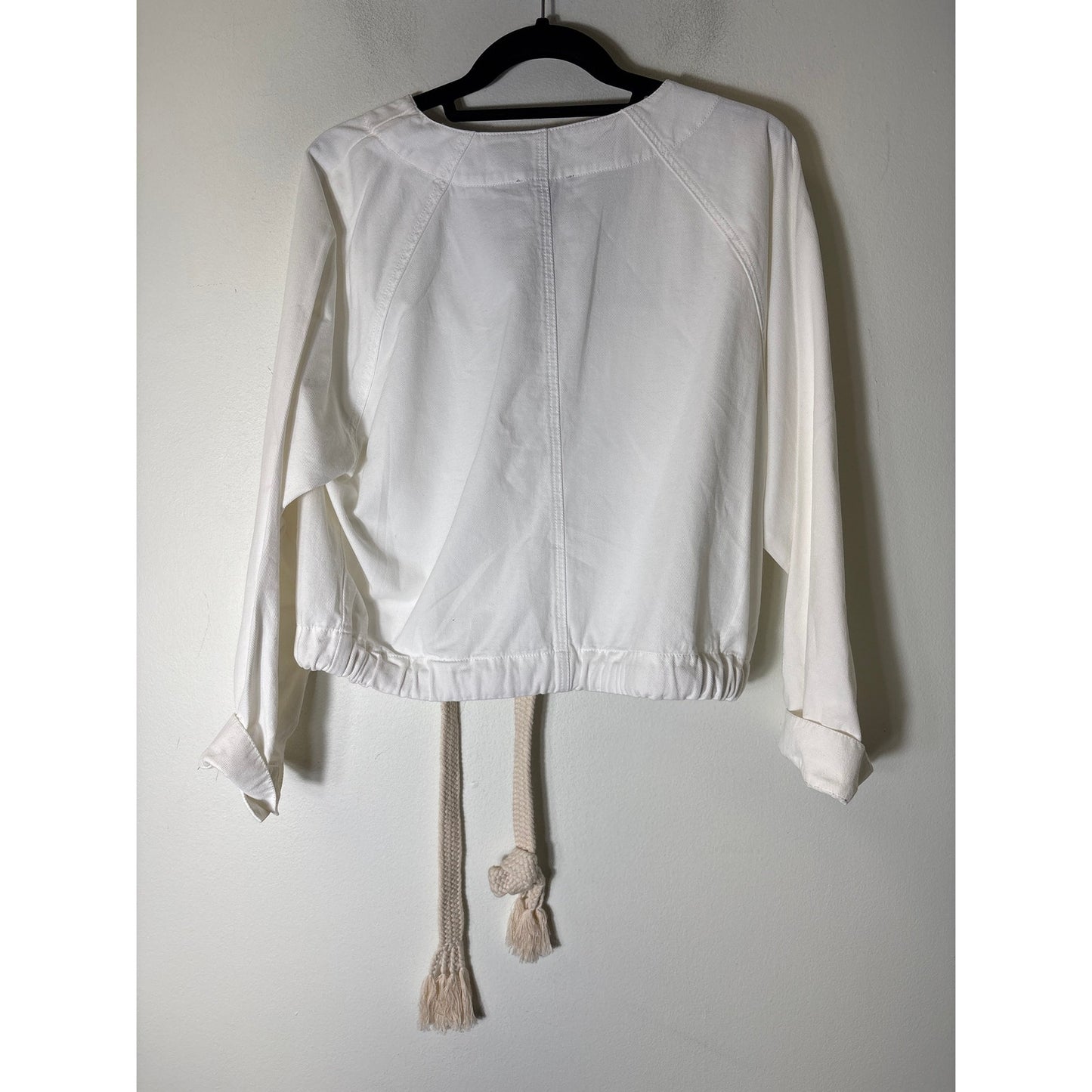 Lilla P Off White Long Sleeve Cotton Button Up Jacket Sz M